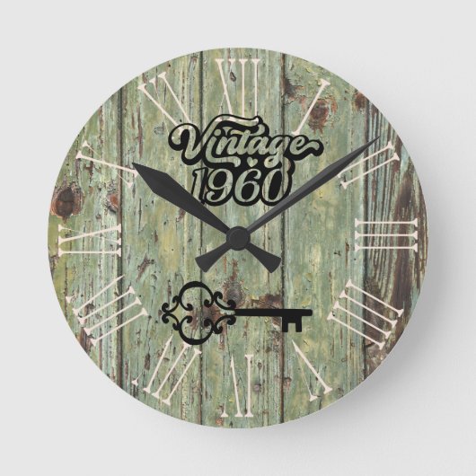 1960  oud hout ronde klok (Voorkant)