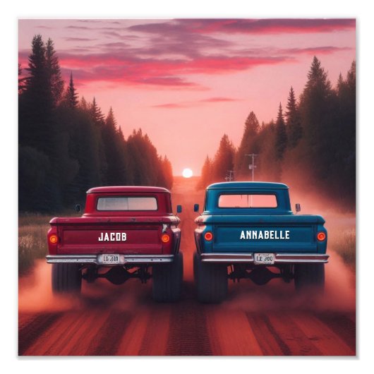 1960 Racing Trucks met aangepaste namen Foto Afdruk (Voorkant)