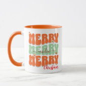 1960 Retro Groovy Sinaasappel Vrolijk Kerstfeest B Mok (Links)