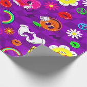 1960 valentijnen Vredesteken Groovy Rainbow paarse Cadeaupapier (Hoek)