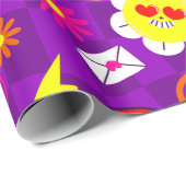 1960 valentijnen Vredesteken Groovy Rainbow paarse Cadeaupapier (Rol Hoek)