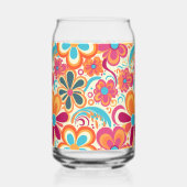 1960s 1970s Groovy Colorful Flower Power  Blikvorm Glas (Achterkant)