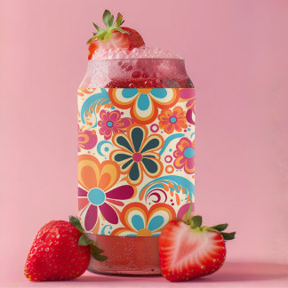 1960s 1970s Groovy Kleurrijk Flower Power Blikvorm Glas