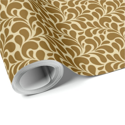 1960's 70's Retro  Mod Hippie Abstract Goud Cadeaupapier (Rol Hoek)