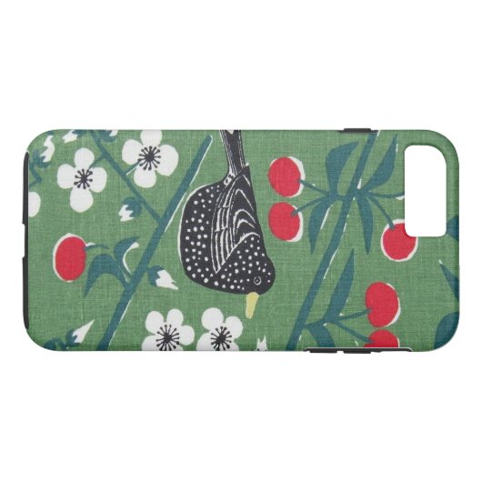 1960s Bird Cherry  Barkcloth Phone Case (Achterkant (Horizontaal))