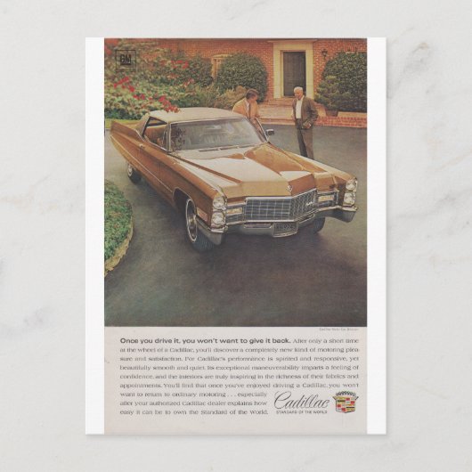 1960s Cadillac tijdschrift advertentie Briefkaart (Voorkant)