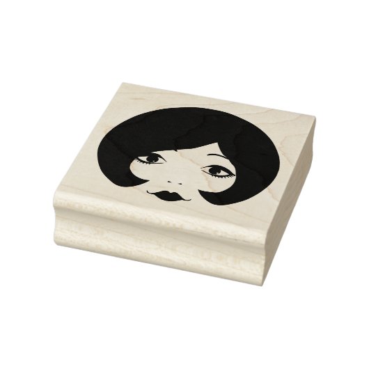 1960s cartoon womans face makeup beauty art rubberstempel (Stempel)