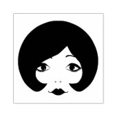 1960s cartoon womans face makeup beauty art rubberstempel (Afrduk)