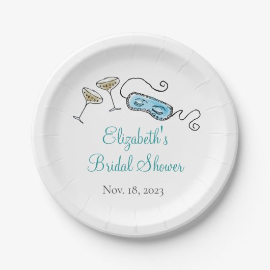 1960s Cocktailparty Handgeïllustreerde Meisjesacht Papieren Bordje (Voorkant)