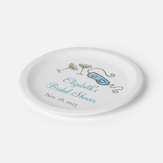 1960s Cocktailparty Handgeïllustreerde Meisjesacht Papieren Bordje (Gekanteld)