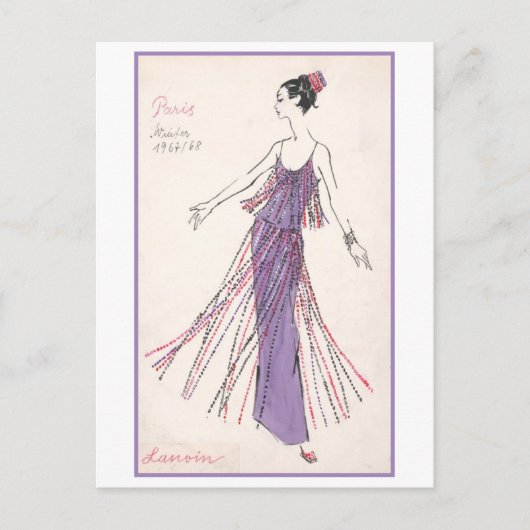 1960s Dress Mode Design Briefkaart (Voorkant)