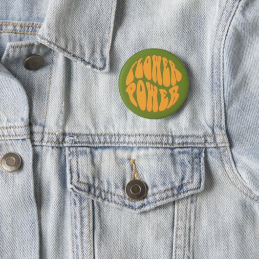 1960's Flower Power Badge Ronde Button 5,7 Cm (In situ)