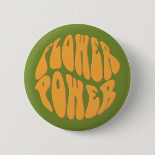 1960's Flower Power Badge Ronde Button 5,7 Cm