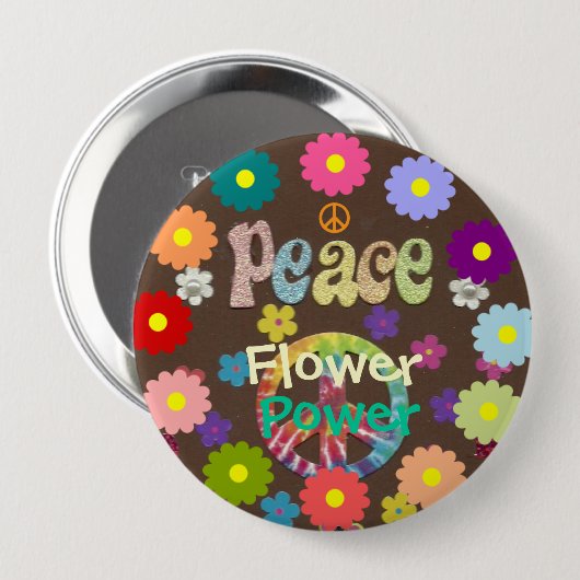 1960s Flower Power  Ronde Button 4,0 Cm (Voorkant /achterkant)