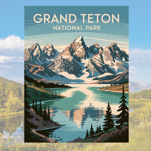 1960s Grand Teton Jackson Lake Landschap Briefkaart