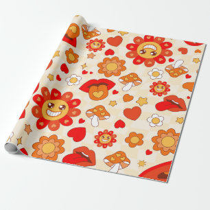1960s Groovy pop Art valentijnen Paddestoel Tong Cadeaupapier