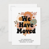 1960s Hippie Flower Power Retro Nieuw adres Aankondigingskaart (Voorkant / Achterkant)