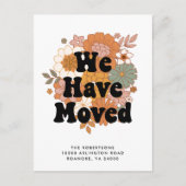 1960s Hippie Flower Power Retro Nieuw adres Aankondigingskaart (Voorkant)