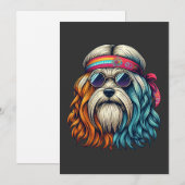 1960s hippie hond gezicht grappige dieren kunst feestdagenkaart (Voorkant / Achterkant)