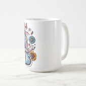 1960's Hippie meisje chick vrede teken vingers kun Koffiemok (Voorkant rechts)