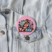 1960's Hippie meisje chick vrede teken vingers kun Ronde Button 7,6 Cm (In situ)