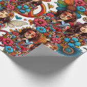 1960s Hippie Paar bloem kind Vrede & Liefde kunst Cadeaupapier (Hoek)