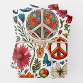1960s Hippie Paar bloem kind Vrede & Liefde kunst Inpakpapier Vel (In situ)