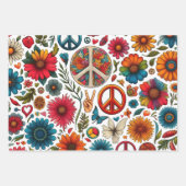 1960s Hippie Paar bloem kind Vrede & Liefde kunst Inpakpapier Vel (Voorkant)