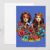 1960s Hippie Paar bloem kind Vrede & Liefde kunst Kaart (Voorkant / Achterkant)