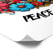 1960s Hippie Paar bloem kind Vrede & Liefde kunst Poster (Hoek)