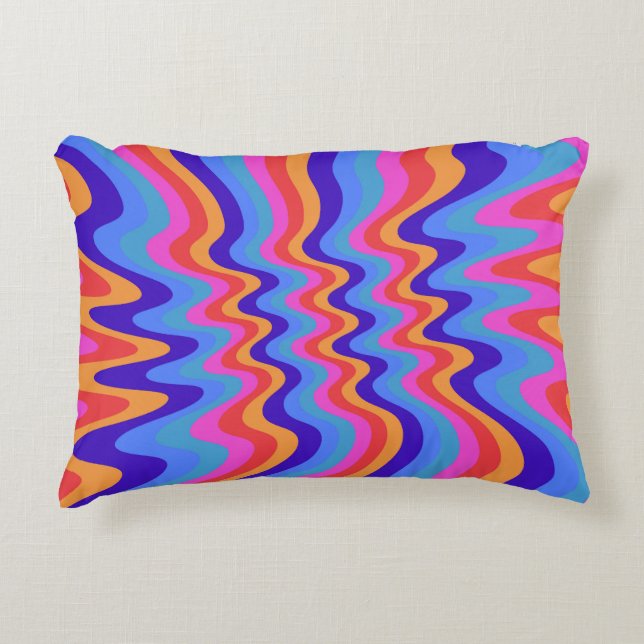 1960s Hippie Trippy Retro Wallpaper Accent Kussen (Voorkant)