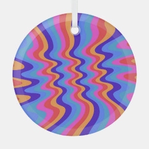 1960s Hippie Trippy Retro Wallpaper Glas Ornament