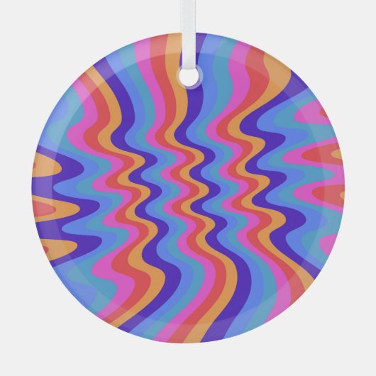 1960s Hippie Trippy Retro Wallpaper Glas Ornament (Voorkant)