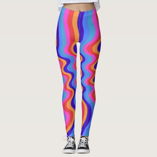 1960s Hippie Trippy Retro Wallpaper Leggings (Voorkant)