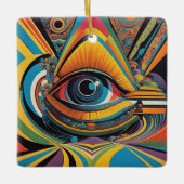 1960s Horror Vacui Psychedelic Artwork Keramisch Ornament (Voorkant)