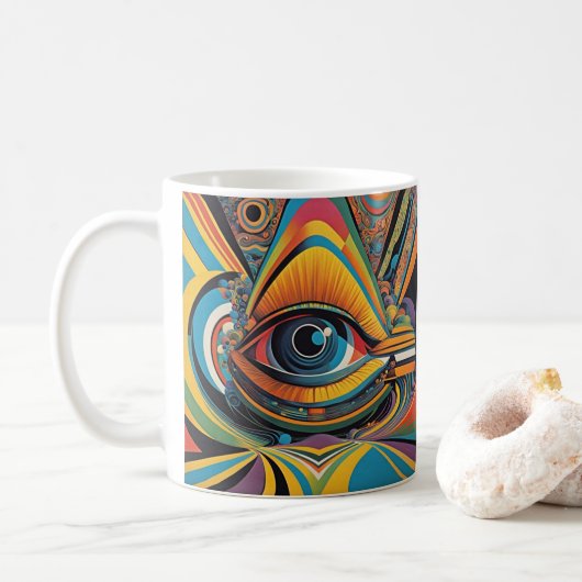 1960s Horror Vacui Psychedelic Artwork Koffiemok (Met donut)