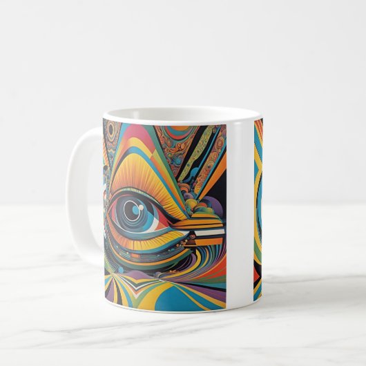 1960s Horror Vacui Psychedelic Artwork Koffiemok (Voorkant links)