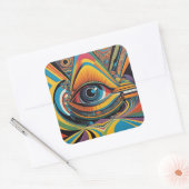 1960s Horror Vacui Psychedelic Artwork Vierkante Sticker (Envelop)