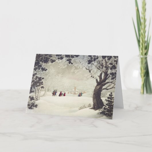 1960s Kerstkaart  60s Kerstmis Kaart (Voorkant)