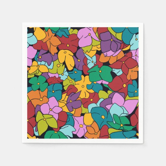 1960's kleur geïnspireerd palet van abstracte bloe servet (Voorkant)