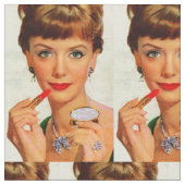 1960s lipstick lady print stof (Close Up)