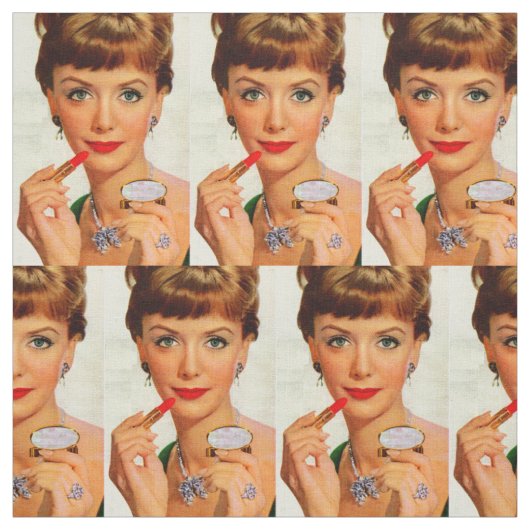 1960s lipstick lady print stof (Swatch)