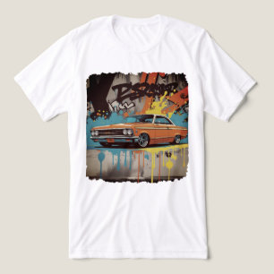 1960s Lowrider in Graffiti Fire Muurkunst Stijl Tri-Blend Shirt