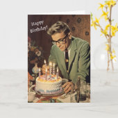 1960s Man Verjaardag Kaart (Gele Bloem)