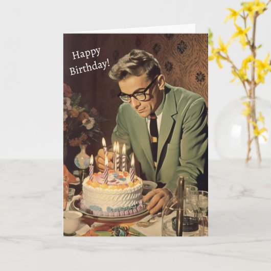 1960s Man Verjaardag Kaart (Gele Bloem)