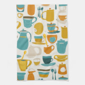 1960's Mid Century Modern teal, orange, yellow Theedoek (Verticaal)