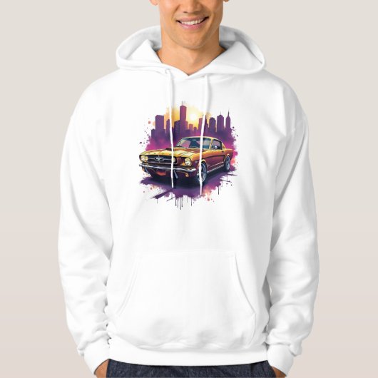 1960s Muscle Car with Urban Skyline Hoodie (Voorkant)
