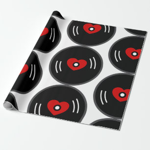 1960s muziek vinyl plaat hart album rood cadeaupapier