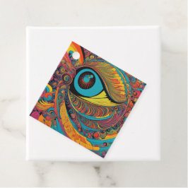 1960s Psychedelic Horror Vacui Art Patroon Bedankjes Labels