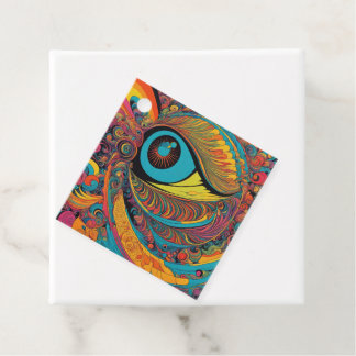 1960s Psychedelic Horror Vacui Art Patroon Bedankjes Labels